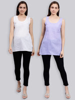 Load image into Gallery viewer, Seva Chikan Cotton Short Slips Combo of White (Pack of 2)