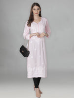 Load image into Gallery viewer, Seva Chikan Hand Embroidered Modal Cotton Lucknowi Chikan Kurti