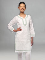 Load image into Gallery viewer, Seva Chikan Hand Embroidered White Cotton Lucknowi Chikan Kurta-SCL0631