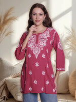 Load image into Gallery viewer, Seva Chikan Hand Embroidered Rayon Lucknowi Chikankari Top
