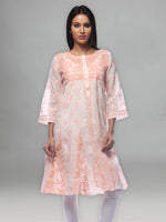 Load image into Gallery viewer, Seva Chikan Hand Embroidered White Cotton Lucknowi Chikankari Anarkali-SCL0354