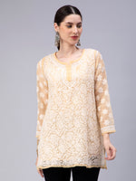Load image into Gallery viewer, Seva Chikan Hand Embroidered Georgette Lucknowi Chikan Top With Slip