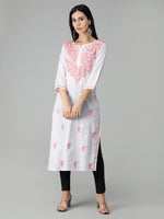 Load image into Gallery viewer, Seva Chikan Hand Embroidered White Cotton Lucknowi Chikankari Kurta