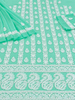Load image into Gallery viewer, Seva Chikan Hand Embroidered Sea Green Georgette Lucknowi Chikankari Unstitched Suit Piece-SEV15042