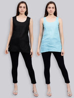 Load image into Gallery viewer, Seva Chikan Cotton Short Slips Combo of Black (Pack of 2)