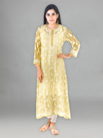 Load image into Gallery viewer, Seva Chikan Hand Embroidered Yellow Georgette Lucknowi Chikankari Anarkali-SCL1348