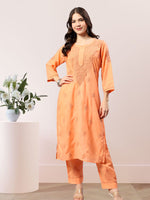Load image into Gallery viewer, Seva Chikan Hand Embroidered Cotton Lucknowi Chikankari Kurta Set
