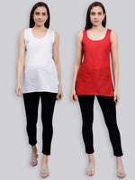 Load image into Gallery viewer, Seva Chikan Cotton Short Slips Combo of White (Pack of 2)