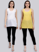 Load image into Gallery viewer, Seva Chikan Cotton Short Slips Combo of White (Pack of 2)