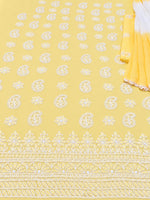 Load image into Gallery viewer, Seva Chikan Hand Embroidered Yellow Cotton Lucknowi Chikankari Unstitched Suit Piece-SEV15054