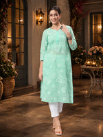 Load image into Gallery viewer, Seva Chikan Hand Embroidered Lucknowi Chikankari Kurta Set