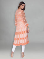 Load image into Gallery viewer, Seva Chikan Hand Embroidered Peach Faux Georgette Lucknowi Chikankari Anarkali Kurta-SCL0958