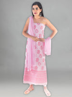 Load image into Gallery viewer, Seva Chikan Hand Embroidered Pink Cotton Lucknowi Chikan Unstitched Suit Piece SCL1436