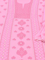 Load image into Gallery viewer, Seva Chikan Hand Embroidere Pink Terivoil Cotton Lucknowi Chikankari Unstitched Suit Piece-SEV15023
