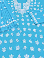 Load image into Gallery viewer, Seva Chikan Hand Embroidered Blue Georgette Lucknowi Chikankari Unstitched Suit Piece-SEV15047