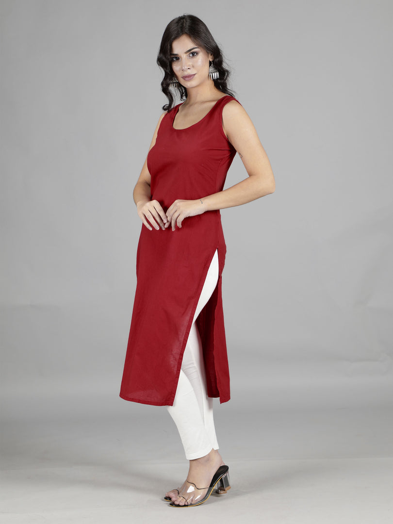 Seva Chikan Cotton Long Slips Combo of White (Pack of 2)