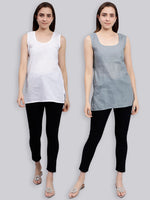 Load image into Gallery viewer, Seva Chikan Cotton Short Slips Combo of White (Pack of 2)
