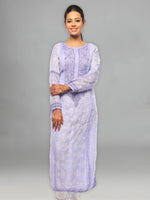 Load image into Gallery viewer, Seva Chikan Hand Embroidered Mauve Cotton Lucknowi Chikan Kurta-SCL0638