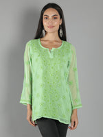 Load image into Gallery viewer, Seva Chikan Hand Embroidered  Georgette Lucknowi Chikan Top With Slip