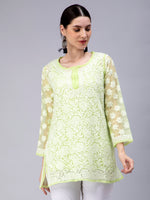 Load image into Gallery viewer, Seva Chikan Hand Embroidered Georgette Lucknowi Chikan Top With Slip