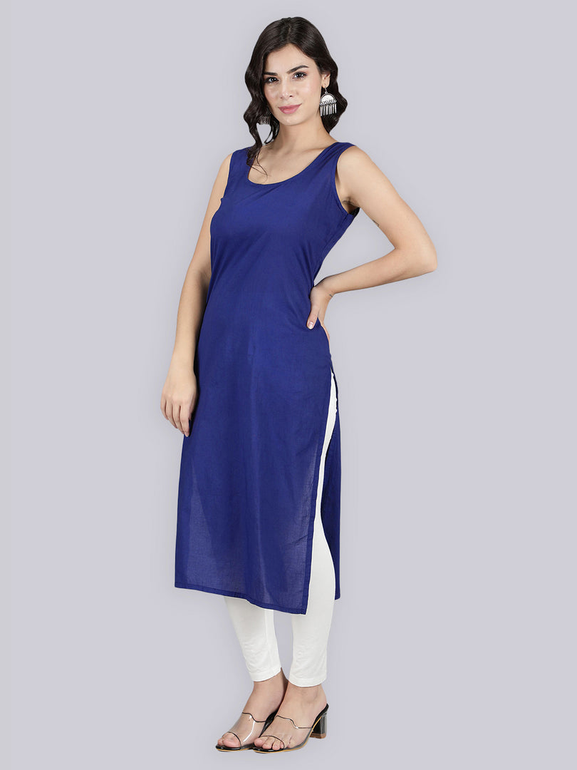 Seva Chikan Cotton Long Slips Combo of White (Pack of 2)