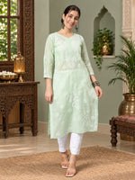 Load image into Gallery viewer, Seva Chikan Hand Embroidered Lucknowi Chikankari Kurta Set