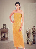 Load image into Gallery viewer, Seva Chikan Hand Embroidered Mustard Chanderi Lucknowi Chikankari Unstitched Kurti Piece SCL1108