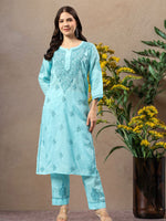 Load image into Gallery viewer, Seva Chikan Hand Embroidered Cotton Lucknowi Chikankari Kurta Set