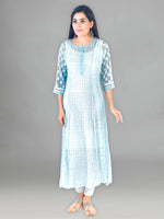 Load image into Gallery viewer, Seva Chikan Hand Embroidered Sky Blue Georgette Lucknowi Chikankari Anarkali-SCL1327