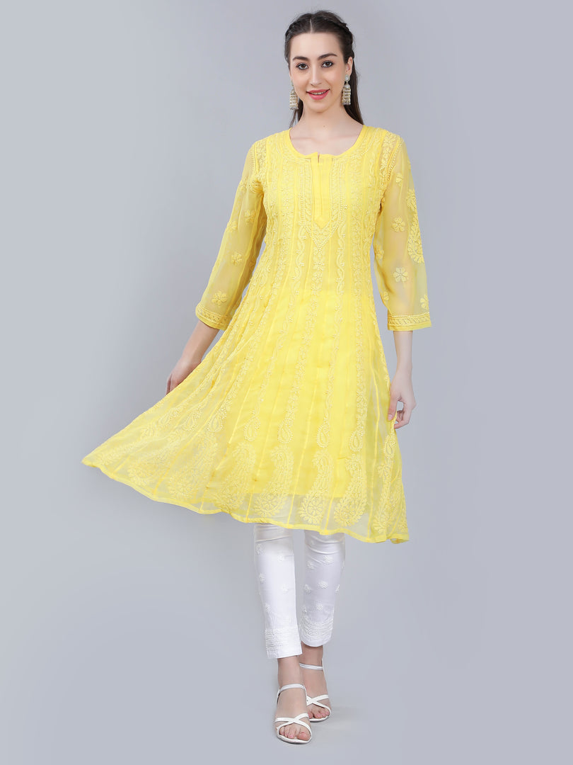 Seva Chikan Hand Embroidered Georgette Lucknowi Chikankari Anarkali