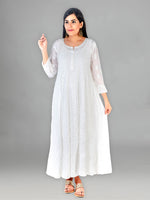 Load image into Gallery viewer, Seva Chikan Hand Embroidered White Cotton Lucknowi Chikankari Anarkali- SCL1317