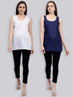 Load image into Gallery viewer, Seva Chikan Cotton Short Slips Combo of White (Pack of 2)