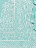 Load image into Gallery viewer, Seva Chikan Hand Embroidered Sea Green Cotton Lucknowi Chikankari Unstitched Suit Piece-SEV15031