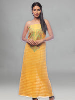 Load image into Gallery viewer, Seva Chikan Hand Embroidered Yellow Cotton Lucknowi Chikan Unstitched Kurti Piece-SCL0106