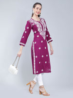 Load image into Gallery viewer, Seva Chikan Hand Embroidered Rayon Lucknowi Chikankari Kurta