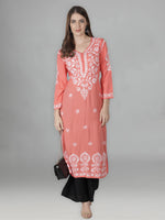 Load image into Gallery viewer, Seva Chikan Hand Embroidered Modal Cotton Lucknowi Chikan Kurti