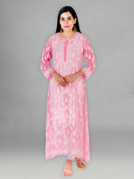 Load image into Gallery viewer, Seva Chikan Hand Embroidered Pink Georgette Lucknowi Chikankari Anarkali-SCL1288