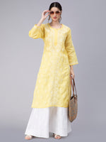 Load image into Gallery viewer, Seva Chikan Hand Embroidered Terivoil Cotton Lucknowi Chikan Kurti