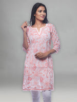 Load image into Gallery viewer, Seva Chikan Hand Embroidered White Cotton Lucknowi Chikan Kurti-SCL0205