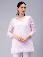 Load image into Gallery viewer, Seva Chikan Hand Embroidered Georgette Lucknowi Chikan Top With Slip