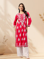 Load image into Gallery viewer, Seva Chikan Hand Embroidered Rayon Lucknowi Chikankari Kurta
