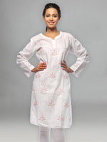 Load image into Gallery viewer, Seva Chikan Hand Embroidered White Cotton Lucknowi Chikan Kurta-SCL0674