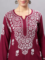 Load image into Gallery viewer, Seva Chikan Hand Embroidered Rayon Lucknowi Chikankari Kurta Set