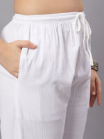 Load image into Gallery viewer, Seva Chikan Hand Embroidered White Cotton Lucknawi Chikankari Pant-SEV14000