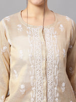 Load image into Gallery viewer, Seva Chikan Hand Embroidered Beige Tissue Lucknowi Chikankari Cord- Set SEV7000