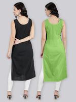 Load image into Gallery viewer, Seva Chikan Cotton Long Slips Combo of Black (Pack of 2)
