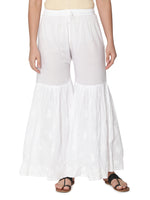 Load image into Gallery viewer, Seva Chikan Hand Embroidered White Cotton Lucknawi Chikankari Garara-SCL11002