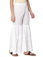 Load image into Gallery viewer, Seva Chikan Hand Embroidered White Cotton Lucknawi Chikankari Garara-SCL11002