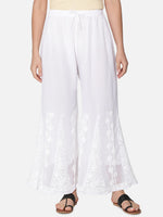Load image into Gallery viewer, Seva Chikan Hand Embroidered White Georgette Lucknawi Chikankari Palazzo-SCL11010