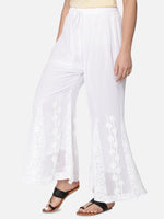 Load image into Gallery viewer, Seva Chikan Hand Embroidered White Georgette Lucknawi Chikankari Palazzo-SCL11010